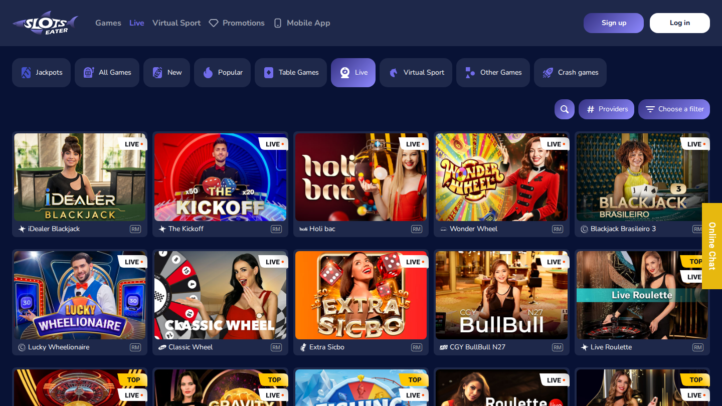 Live casino en tafelspellen